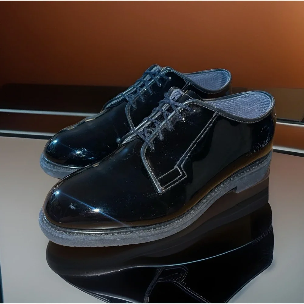 Bates High Gloss Oxford Shoes Men 6.5 3E‎ Black Shine Military Wedding Formal